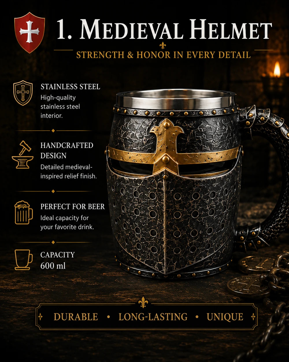 MEDIEVAL KNIGHT MUGS — CHOOSE YOUR LEGEND