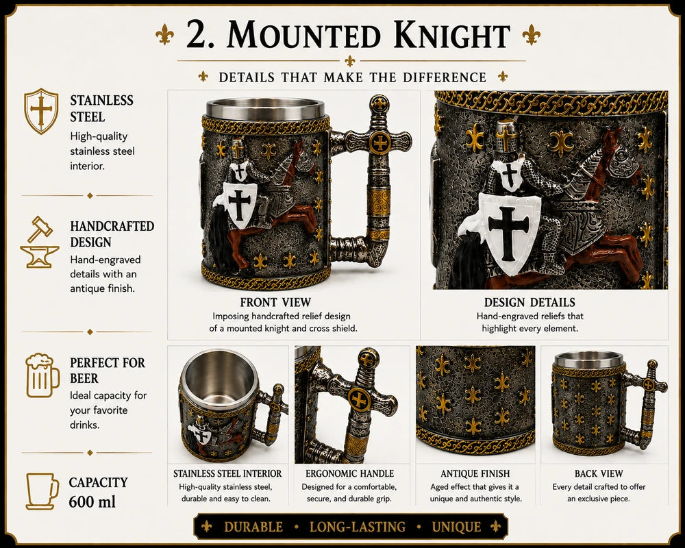 MEDIEVAL KNIGHT MUGS — CHOOSE YOUR LEGEND