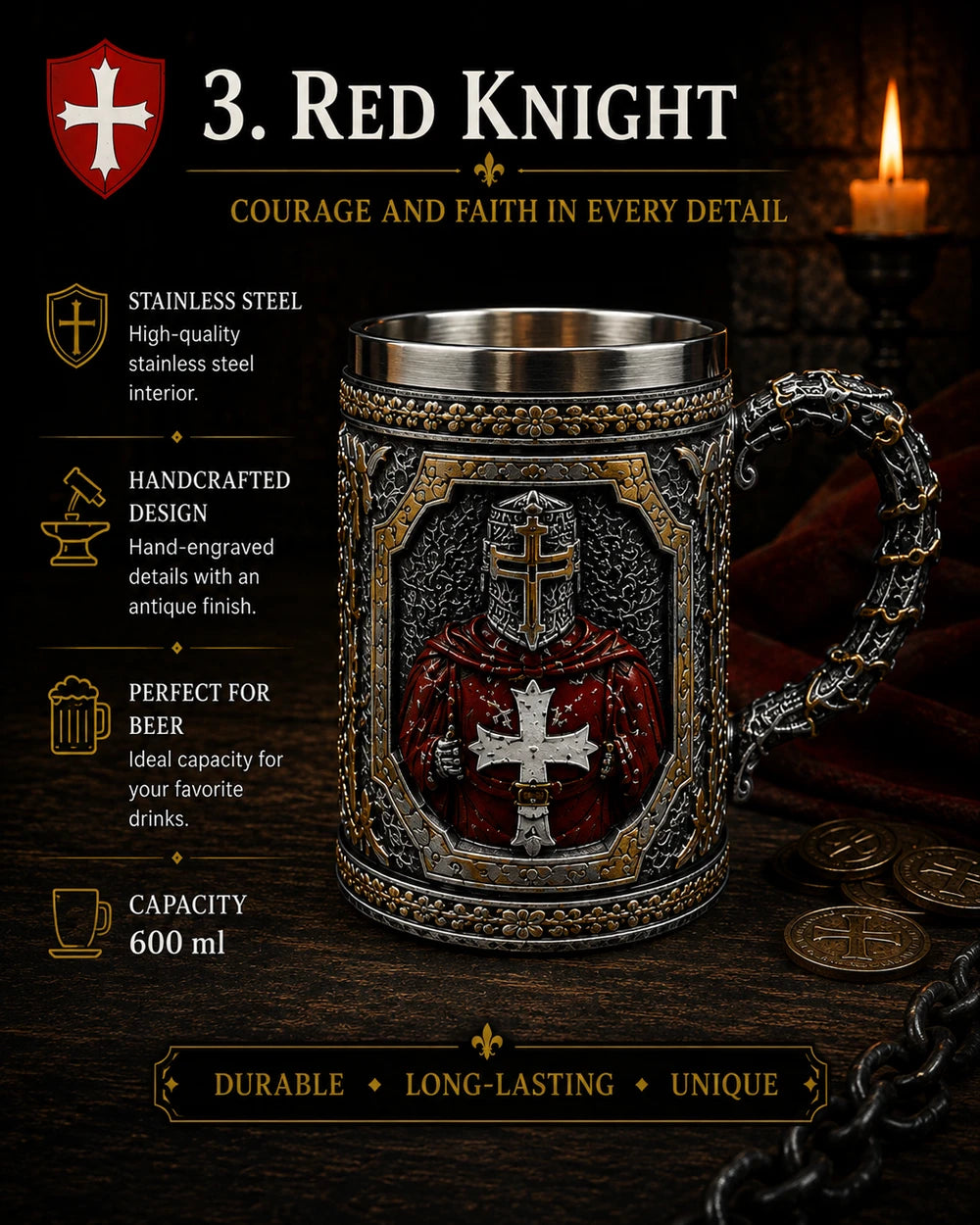 MEDIEVAL KNIGHT MUGS — CHOOSE YOUR LEGEND