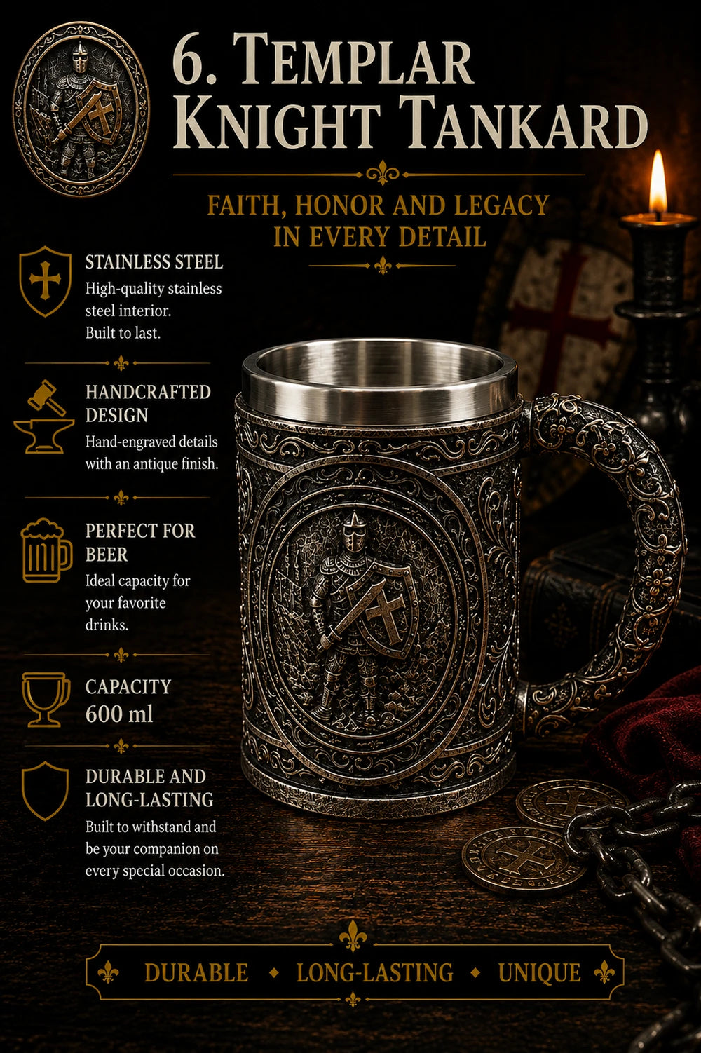 MEDIEVAL KNIGHT MUGS — CHOOSE YOUR LEGEND