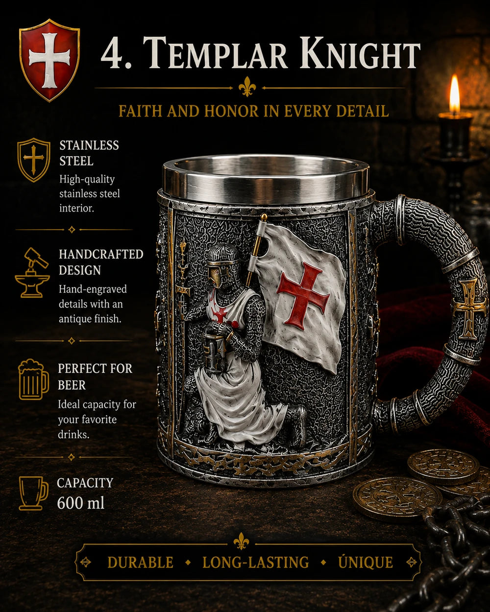 MEDIEVAL KNIGHT MUGS — CHOOSE YOUR LEGEND