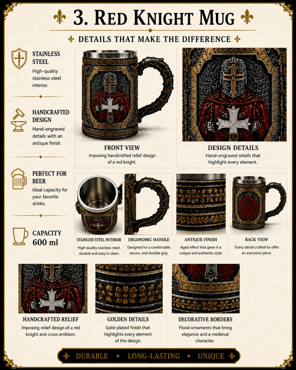 MEDIEVAL KNIGHT MUGS — CHOOSE YOUR LEGEND