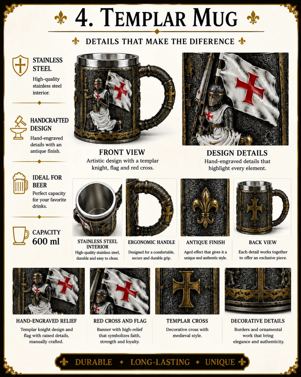 MEDIEVAL KNIGHT MUGS — CHOOSE YOUR LEGEND