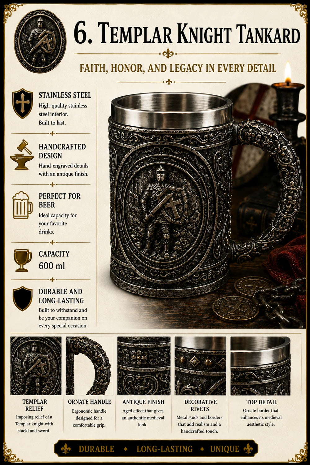 MEDIEVAL KNIGHT MUGS — CHOOSE YOUR LEGEND