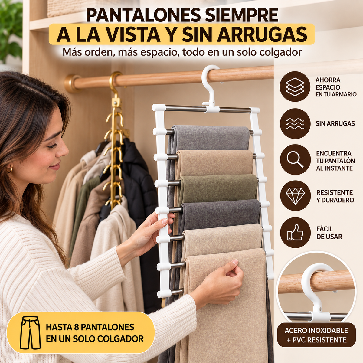 Percha Organizadora de Pantalones Ahorra Espacio