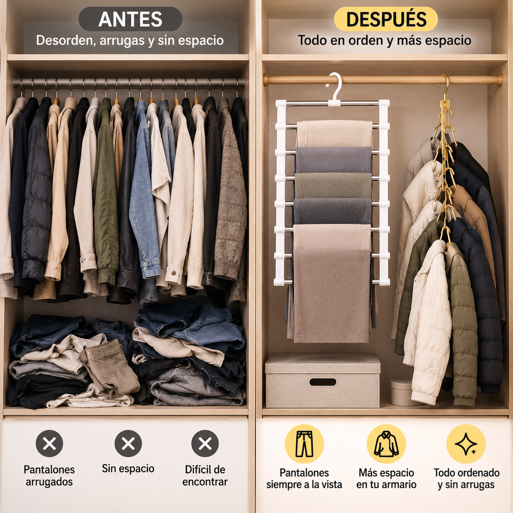 Percha Organizadora de Pantalones Ahorra Espacio