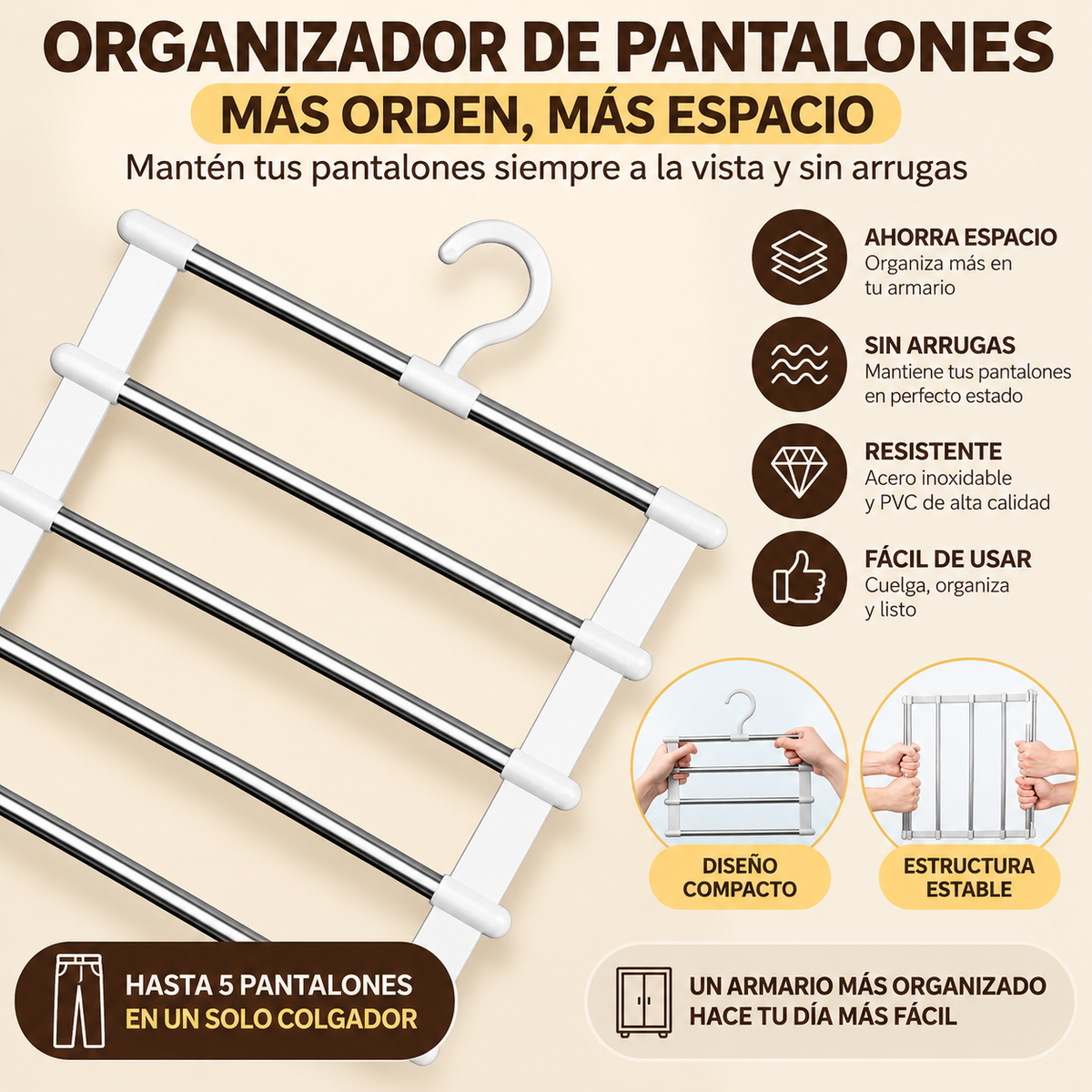 Percha Organizadora de Pantalones Ahorra Espacio